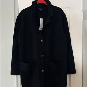 NWT Caroll Paris Three Button Front Patch Pocket Long Cardigan Black Sweater